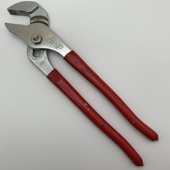 Vintage Stanley Groove Joint Pliers 84-139 Silver Red Channel Lock 10 Inch Japan - Picture 1 of 8